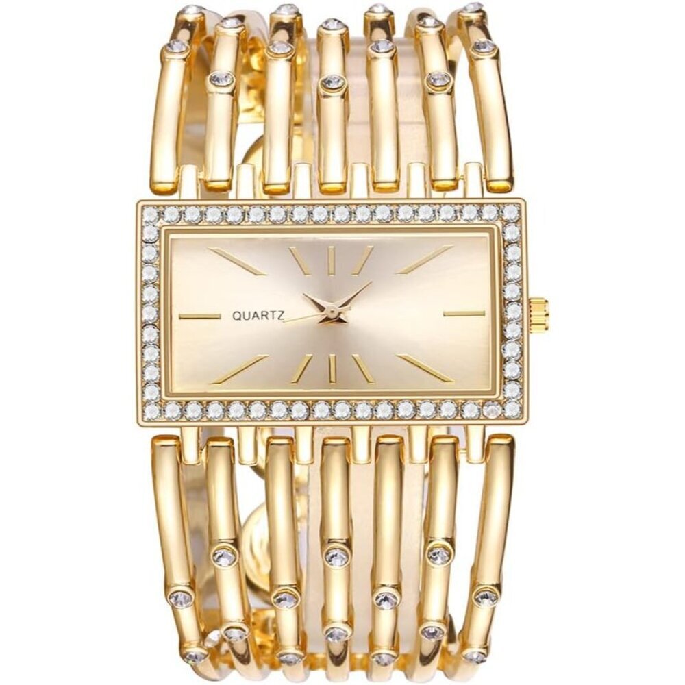 Fashion Cuff Bracelet Watch Women Luxury Quartz Rectangular Dial Wristwatch